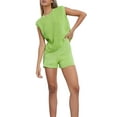 thumbnail image 3 of xiaxaixu Women Solid Color Outfits, Loose Round Neck Knit Tops + Shorts, 3 of 5