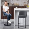 thumbnail image 2 of S-HOME Modern Linen Fabric Counter Height Bar Stools Set of 2 with Backrest and Footrest for Dining Experience, Gray, 2 of 19