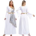 thumbnail image 3 of Vestido Toga de belleza griega romana para mujer, vestido metálico brillante con revestimiento dorado, vestido de fiesta temático Vintage, disfraz de Cosplay de Halloween, 3 of 5