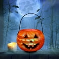 thumbnail image 2 of Djunllk Halloween Plastic Pumpkin Bucket with Light, Trick or Treat Bucket Snack Pails Halloween Candy Basket for Party Favors, Halloween Decorations Party Supplies, 3.9" Diameter, 2 of 10