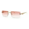 thumbnail image 4 of Luxury Rimless Metal Jaguar Arm Narrow Rectangle Rapper Sunglasses Gold - Pink, 4 of 8