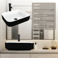 thumbnail image 6 of FULLWATT Ceramic Bathroom Vessel Sink with Faucet Combo with Overflow Bowl Square Basin Black and White, 6 of 10