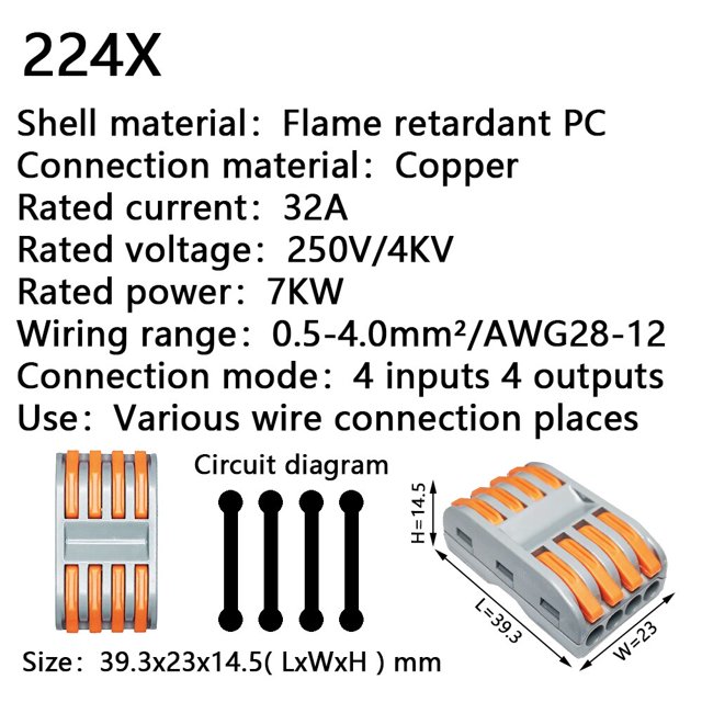 Conector de Cable compacto Universal 222X 212, conexión de cableado, iluminación, bloque de terminales de Conductor Push-in, Mini conector de Cable rápido