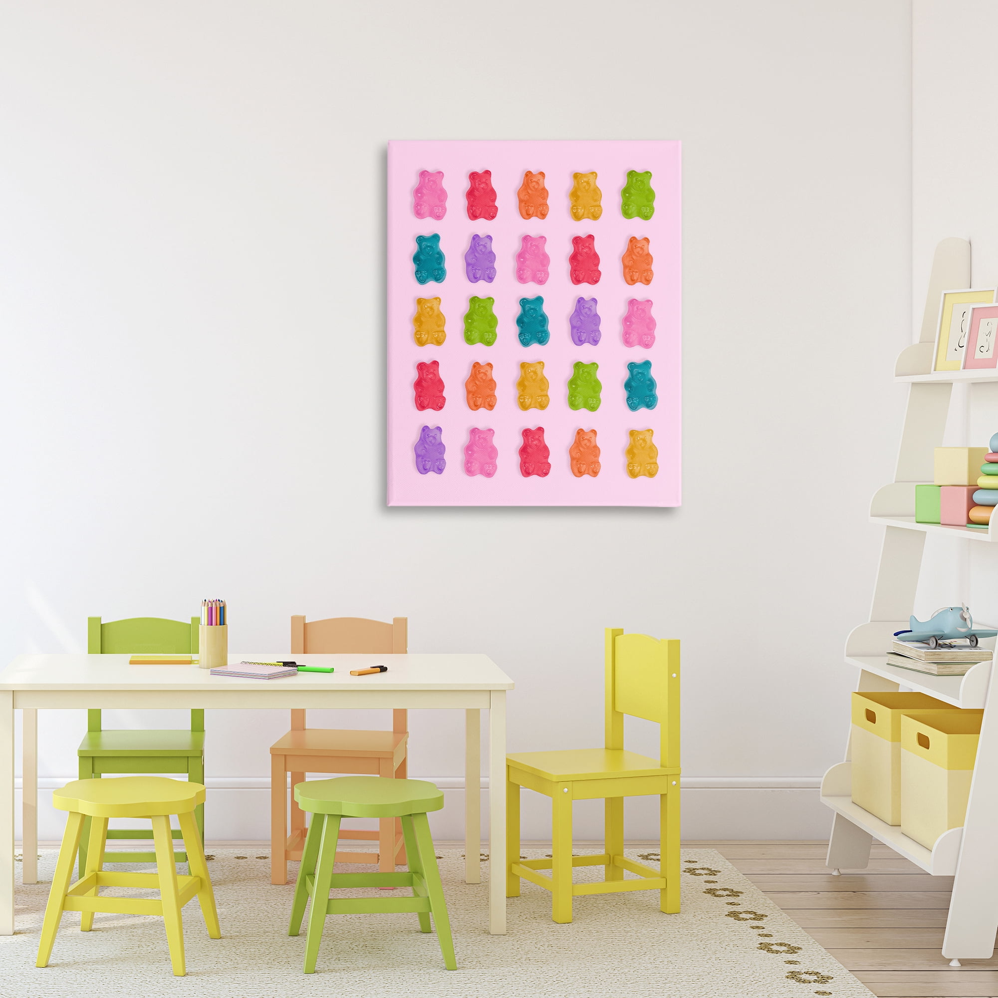 Stupell Industries Pastel Gummies on Pink Canvas Wall Art, design by LISH Creative