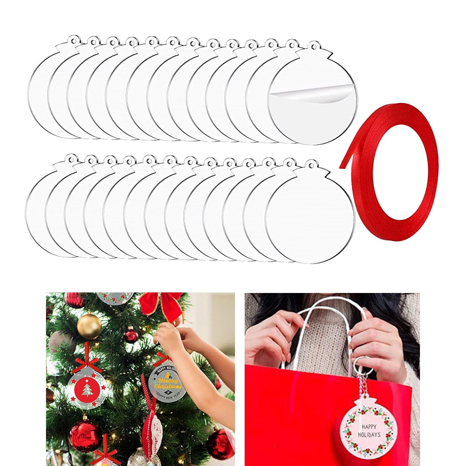 30x Christmas Acrylic Baubles Craft DIY Ornaments Embellishments