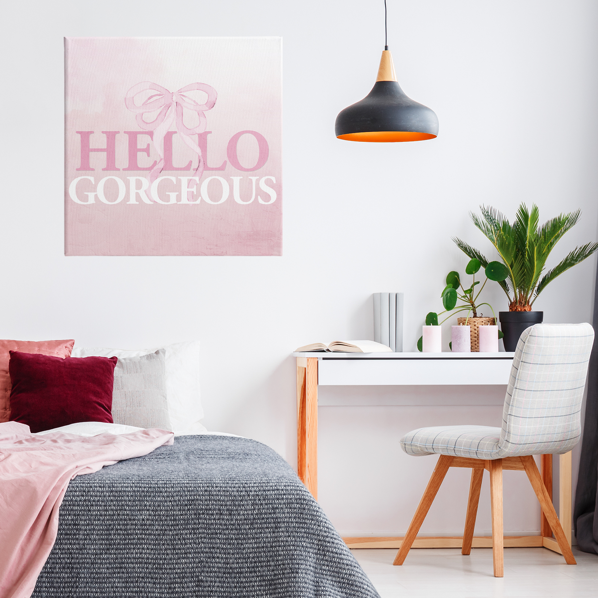 Feminine Hello Gorgeous Canvas Wall Art, design by Kim Allen