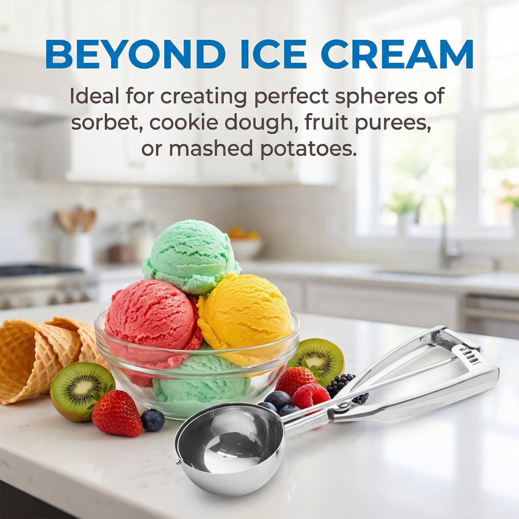 Unique Bargains Easy Clean Tool Stainless Steel Ice Cream Scoop Silver 9in