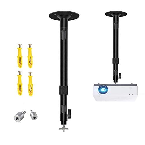Soporte proyector mejorado, extensible universal, altura ajustable 15-22 in / 37-56 cm, giro ángulo ajustable 360°, negro