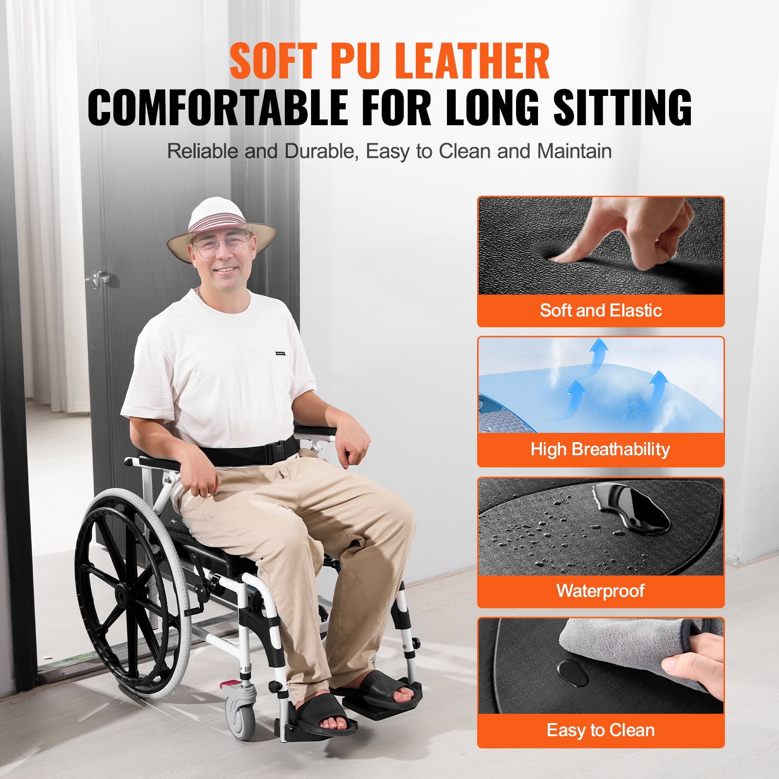 SKYSHALO Shower Chair Mobility Aid Bathroom Use Aluminum Height‑Adjustable 17.5‑Inch Wide, (1 Count)