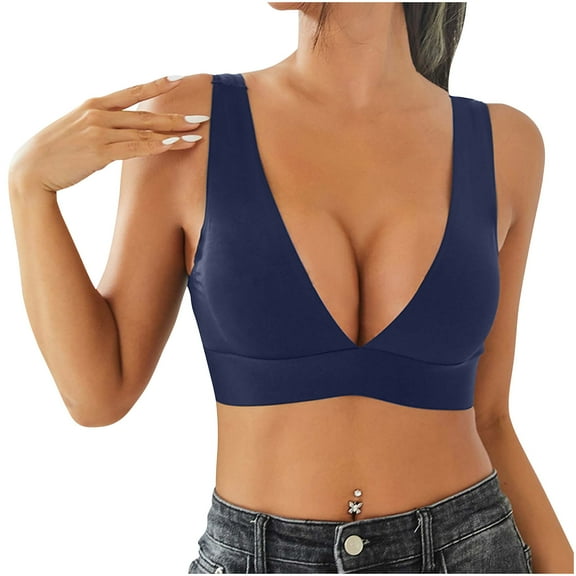 bnaln Push Up Bras for Women No Underwire Brassiere V Neck Inbarely Bra Gathering Cup Bralettes Sport Yoga Vest Comfortable Camisole Everyday Underwear