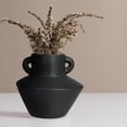 thumbnail image 2 of Bloomingville Round Stoneware Vase with Reactive Glaze Finish and Vertical Handles, Black, 2 of 5