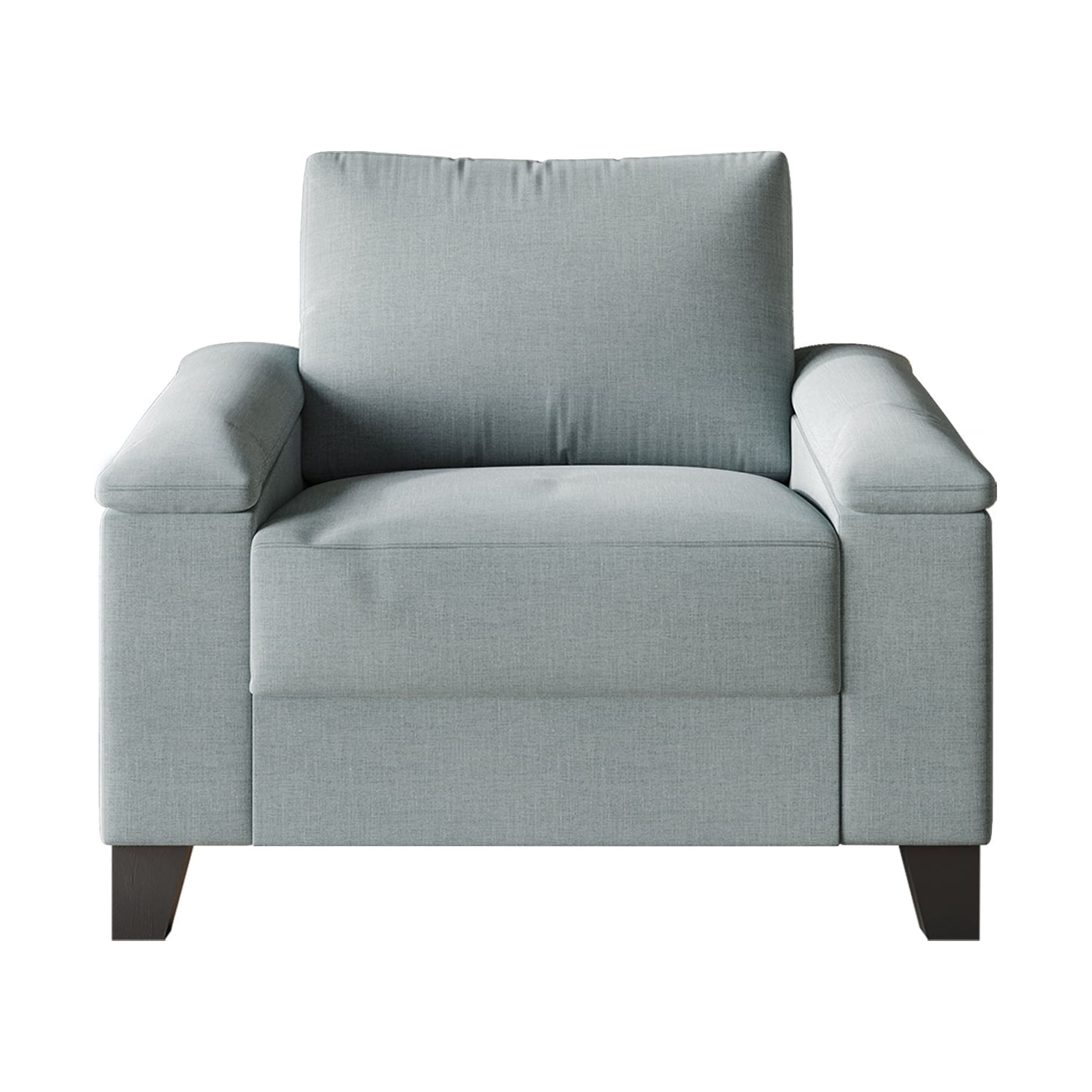 Castle Place Elegance Linen Upholstered Armchair, Light Blue