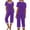 Purple#1, variant on SuTry Women's Casual Two-Piece Set V-Neck Short Sleeved Blouses with Capri Pants Pajamas for Warm Weather Home Lounging Wearing(Blue#1,M)