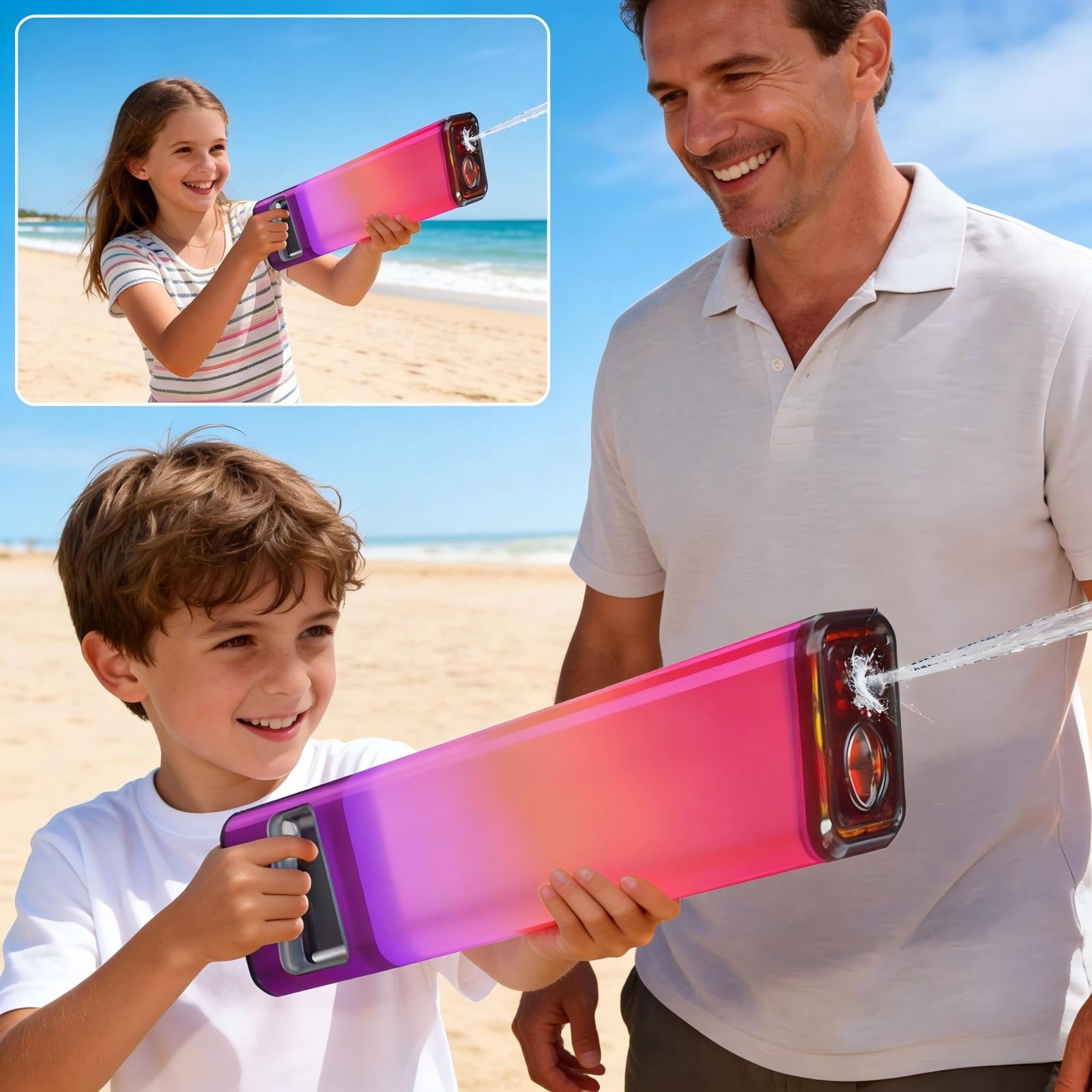 syligr Electric Water Blaster Toy, Automatic Continuous Shooting, Flashing LED Lights & Dynamic Sound Effects, Cool Color Changing Outdoor Water Blaster, Large Capacity Summer Pool Beach Water Toy