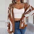 thumbnail image 6 of BLVB Women's Color Block Long Lantern Sleeve Open Front Knit Cardigan Casual Sweater Fall Fashion Coats Knitwear, 6 of 7