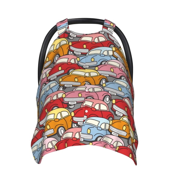 Car Seat Cover Baby - Cute Cars Breathable Infant Car Seat Cover for Baby Carseat, Lightweight Comfort Baby Essentials Must Haves Newborn Stuff for Girl Boy