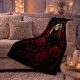 thumbnail image 6 of Black Cat Moon Garden with Red Roses, Ornate Vines and Golden Eyes, Soft Flannel Blanket, Home Decor for Cat Lovers, Bedroom and Living Room, Halloween Gift, Dark Gothic Floral Art, 6 of 9