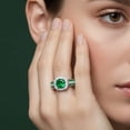 thumbnail image 3 of Mauli Jewels Women’s 1.55 Carat Emerald Diamond Engagement Ring, Unique 14K White Gold Gemstone Jewelry Gift, 3 of 7
