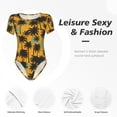 thumbnail image 4 of Vsdgher Hawaii Palms Prinr Short Sleeve Body suit for Womens, Sexy Onesie One Piece Round Neck Bodysuit Shapewear Tummy Control-Medium, 4 of 7
