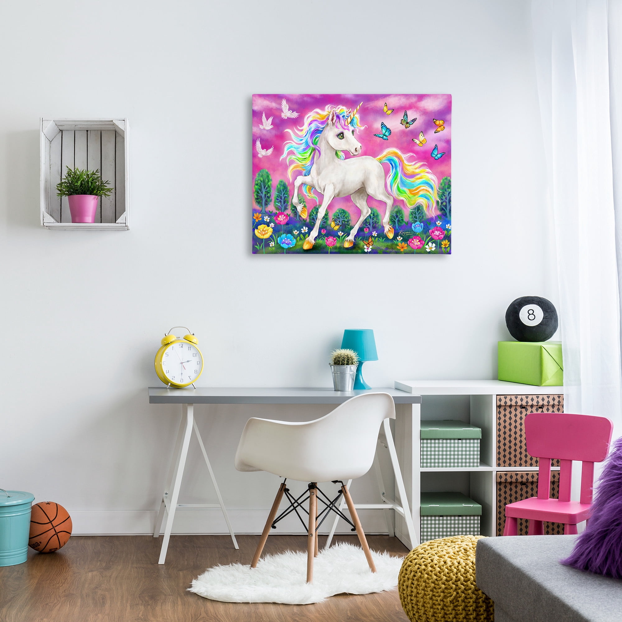 Stupell Industries Unicorn in Meadow Fairy Tales & Fantasy Painting Gallery Wrapped Canvas Art Print Wall Art, 40 x 30