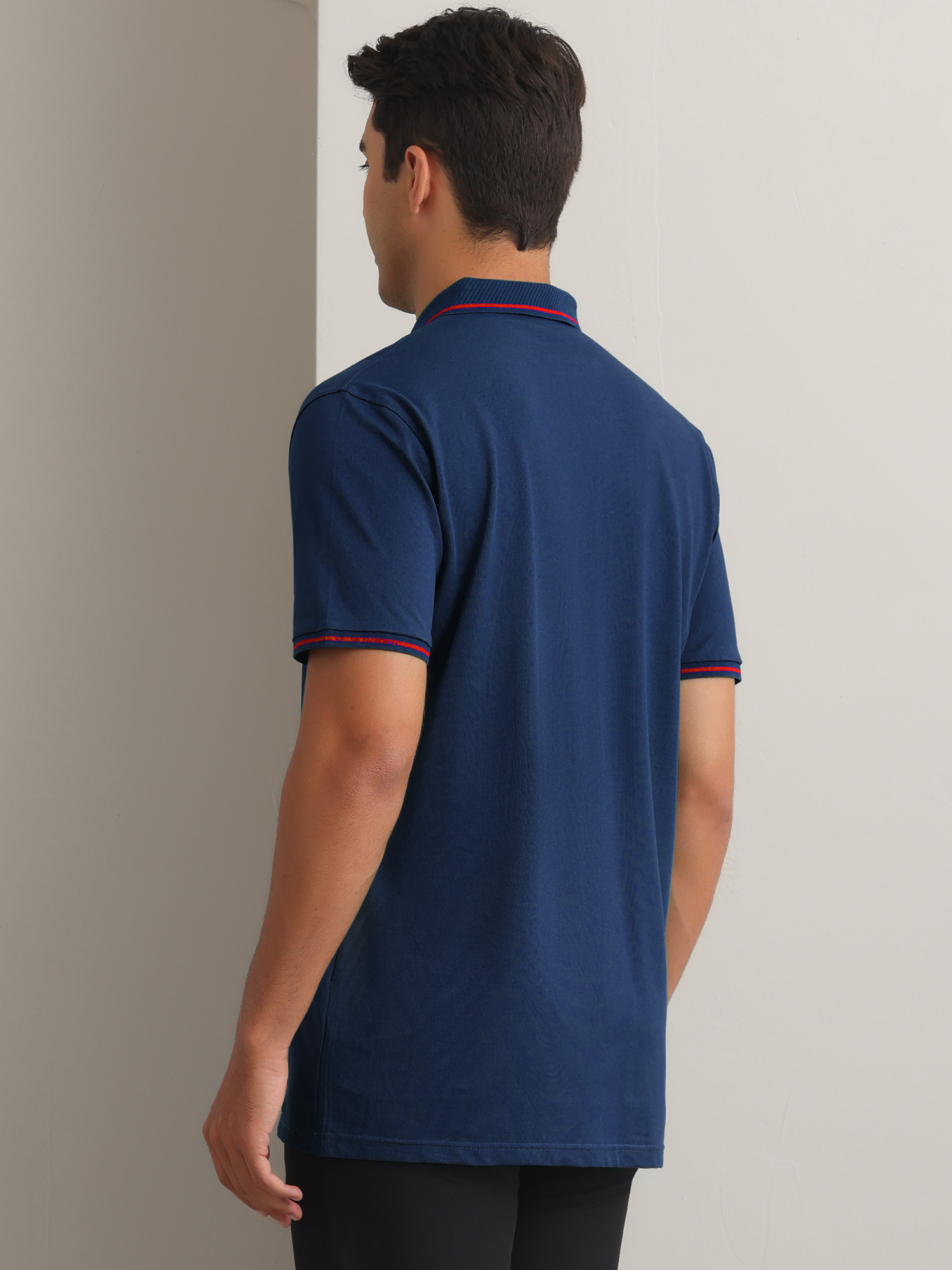 DARING DIVA Men's Polo Short Sleeves Classic Fit Business Summer Golf Shirt S Dark Blue