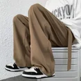 thumbnail image 5 of Pantalones de traje rectos marrones para hombre, pantalones de verano de pierna ancha para hombre, antiarrugas, reseñas coreanas, muchas sastrerías con estilo, moda 2024, 5 of 5