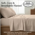 thumbnail image 3 of California Design Den Flannel Twin Size Sheets Set - Triple-Brushed 100% Cotton, Deep Pockets, Made In Portugal - Beige Bliss, 3 of 8