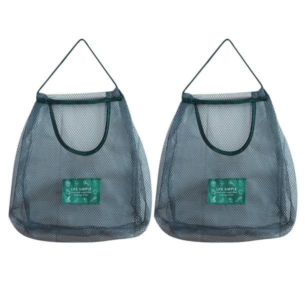 2 piezas de bolsas colgantes para almacenar verduras y frutas, utensilios de cocina, tipo colgante de pared, poliéster, bolsa de malla transpirable para almacenamiento