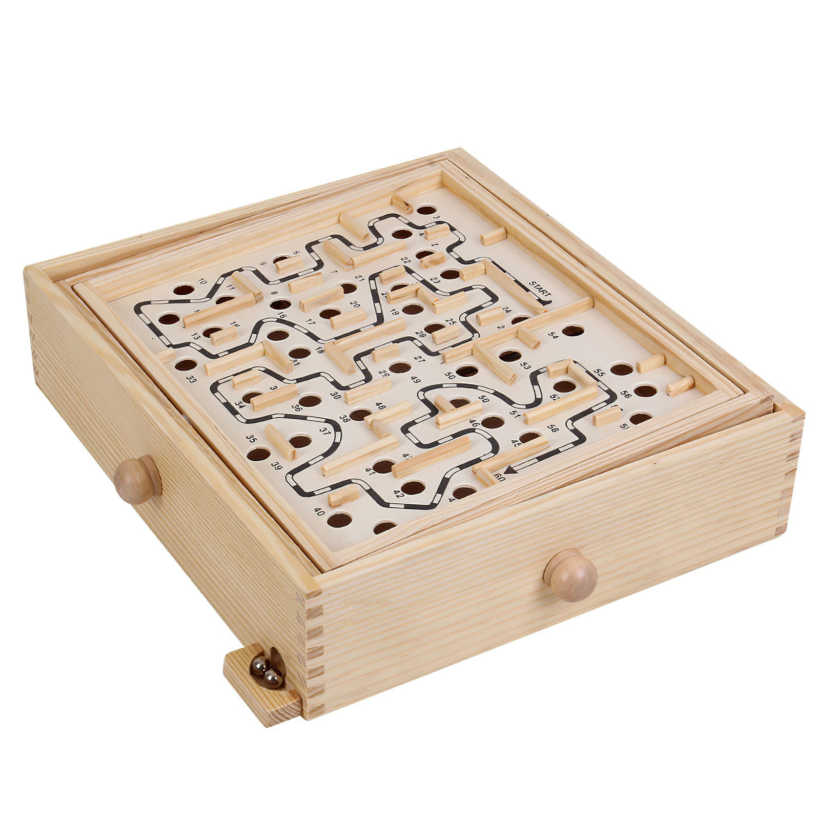 Labyrinth Wooden Maze Game with Two Steel Marbles Puzzle Game for Adults Boys 