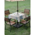 thumbnail image 5 of Square Outdoor Tablecloth with Umbrella Hole Blue Beige Color Blocks Outside Table Cloth Waterproof Patio Table Cover Abstract Oil Painting Geometric Zipper Tablecloths for Picnic Camping 60x60 Inch, 5 of 8