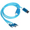 thumbnail image 2 of Cable de carga USB 3 en 1 con luz LED para iOS, tipo C y puerto micro, color azul, 2 of 5
