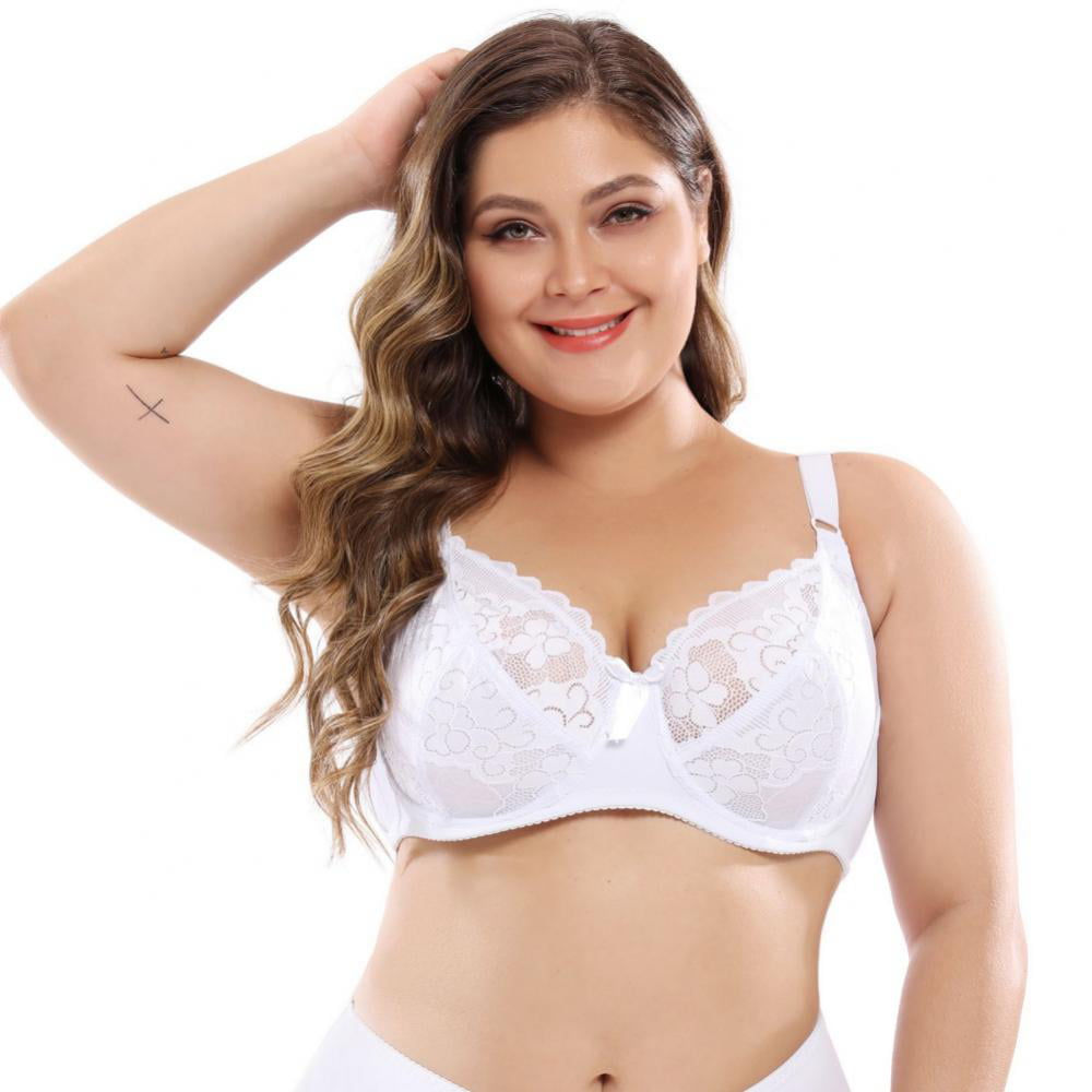 Womens White Lace Bras with Underwire Ultra Thin Soft Push Up Bralettes  Plus Size Everyday Bra Lingerie (Color : Light Skin, Size : 105/46B)