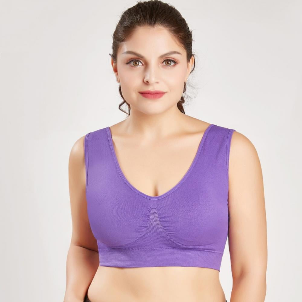Women Plus Size Solid Color Wire-Free Sport Bra with Pads 2XL 3XL 4XL(US  size) 