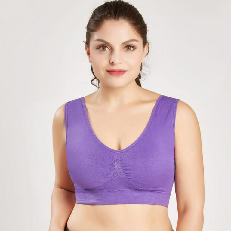 Sports Bra Size S-6XL Outdoor Underwear Women Seamless Bra Solid Fitness  Bras Yoga Tops Soft Cup Lovely Young 3pcs Purple 