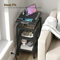 thumbnail image 5 of End Table with Charging Station, Set of 2, Side Table with USB Ports and Outlets, Small Nightstand with 3-Tier Storage Shelf, Bedside Table for Small Spaces, Living Room, Black, 5 of 9