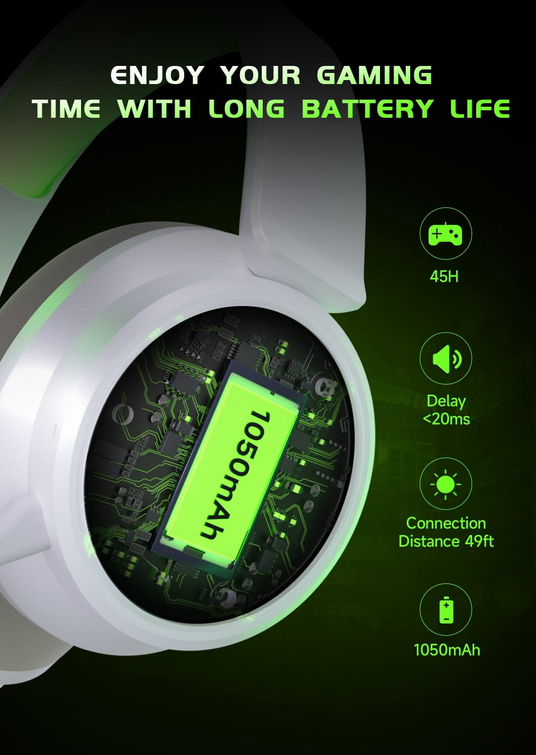 FONHAID 2.4GHz Wireless Gaming Headset for Xbox Series X|S, Xbox One, PS5/PS4, Mac, Switch, Bluetooth 5.3 Gaming Headphones with Detachable Noise Canceling Mic, 45H Battery, 50mm Drivers - Green