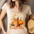 thumbnail image 4 of Thankful Vibes T-Shirt | Pumpkin Spice Coffee Fall Graphic Tee, Black, Size XL, 4 of 6