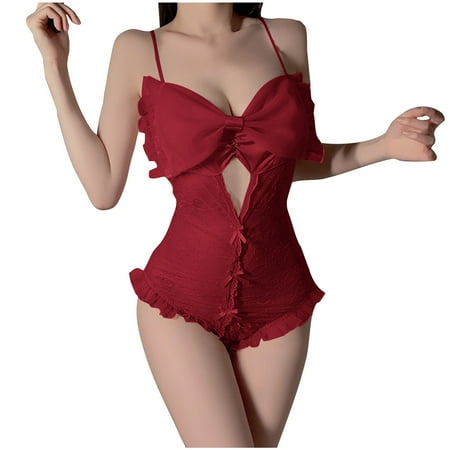 WIZUTIZ Sexy Pajama Set for Women with Panty Two Piece Strappy Underwear Corset Women s Plus Size Hanging Neck Tassel Lace Short Skirt Erotic Bra and Panty Set H