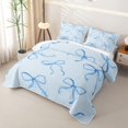 thumbnail image 3 of Meiyoeat Delicate Blue Bow Quilt Full,Watercolor Ribbon Bowknot Print Full Bedspread Sets for Bedroom, 3 of 7