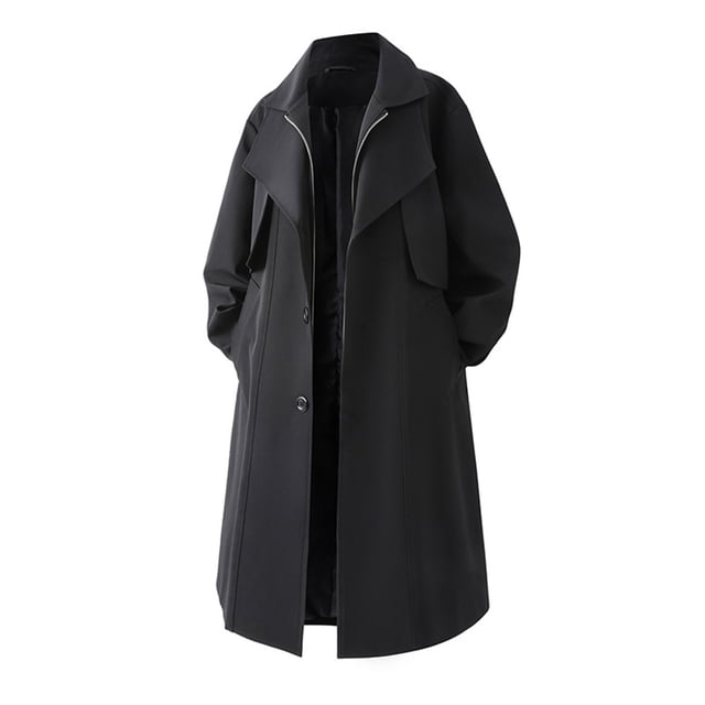Yusimy Men's Slim Fit Overcoat Mid-Length Double Breasted Wool Blend Solid Color Versatile Trench Coat