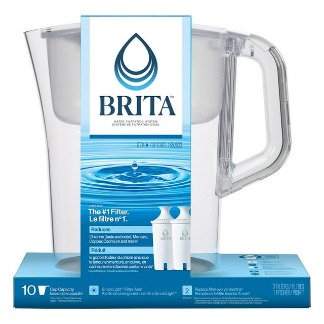 Brita Champlain Pichet de 2,4 L (10 Tasses) avec 2 Filtres