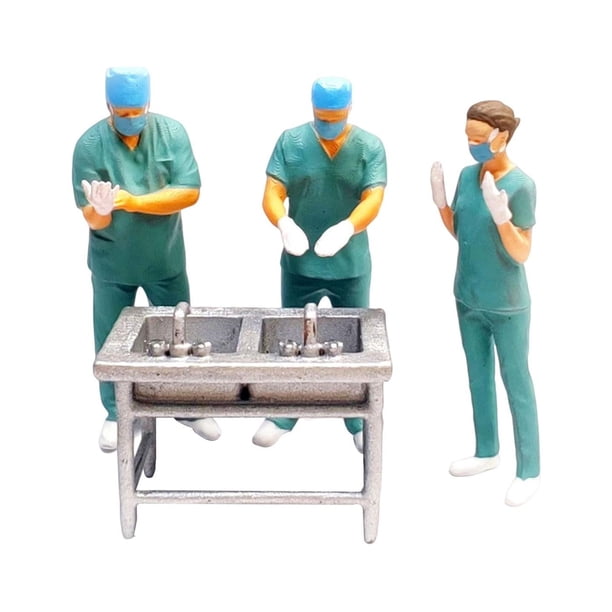 Miniaturas de Doctor realistas, adorno de resina 1/64, estatua pequeña, paciente de cirugía, DIY, paisaje coleccionable, modelo de