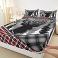thumbnail image 3 of Feelyou Rustic Wildlife Deer Bed Sheets, Red Grey Checkered Buffalo King Sheets, Vintage Western Farmhouse Sheet Set, Luxury Bedroom Decor, 4-Piece, 3 of 7