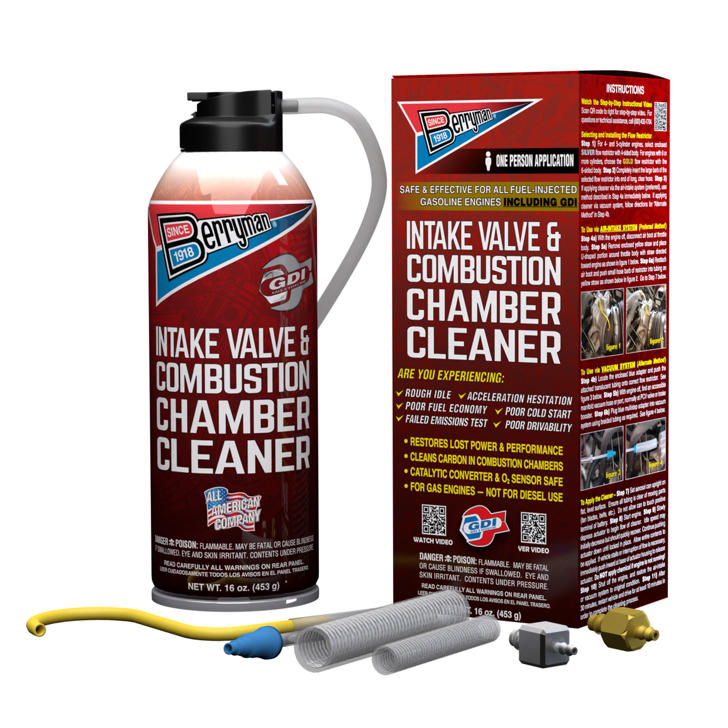 (2 pack) Berryman 2611 Intake Valve and Combustion Chamber Cleaner Kit for Gasoline Engines