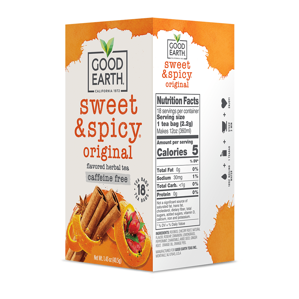 Set of 2 boxes Good Earth Sweet and Spicy Original Tea. 18 tea bags
