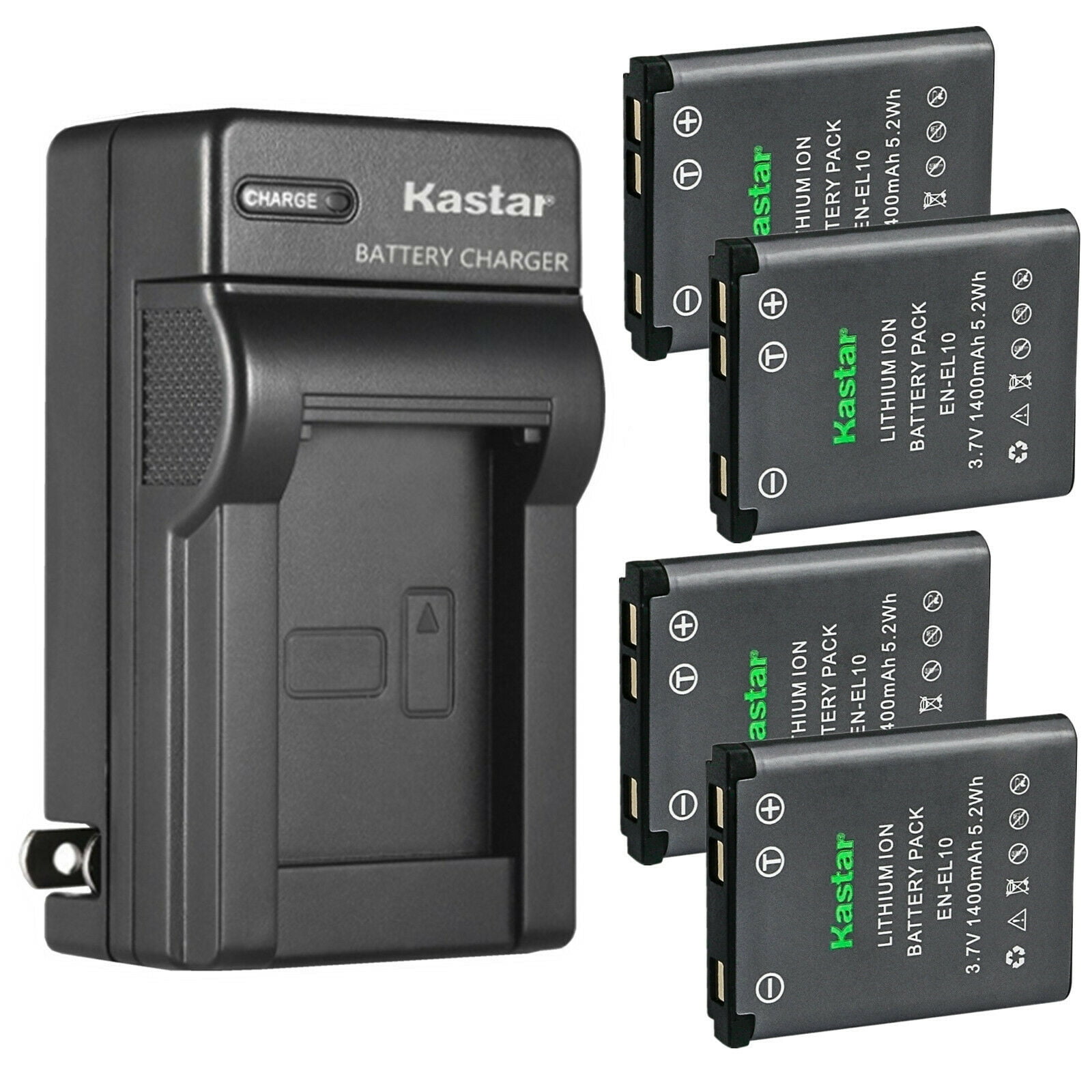 Kastar 4Pack Battery and AC Wall Charger Replacement for Nikon ENEL10