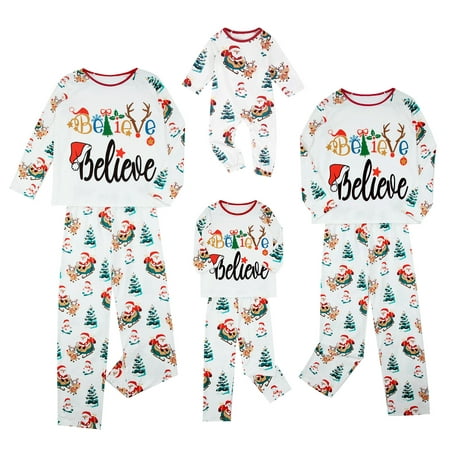 

Amuver Family Christmas Matching Pyjamas Sets Polar Bear Santa Claus Snowman Printed Xmas Pjs Adults Kids Sleepwear Nightwear