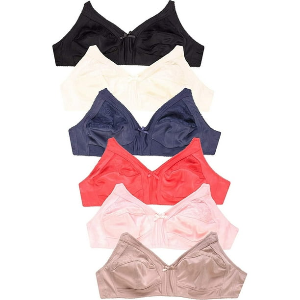 Iheyi 6 Pieces Wireless Lace Full Cup 3Hooks No Padding Wire Free Bra (36D)