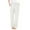 White, variant on WREESH Womens Cotton Linen Pants Casual Color Fashionable Pocket Elastic Waist Straight Pants Black