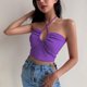 thumbnail image 1 of VISgogo Chaleco de color sólido a la moda para mujer Sexy Cross Hollow Exposed Navel Tie-up Halter Tops VISgogo moda, 1 of 5